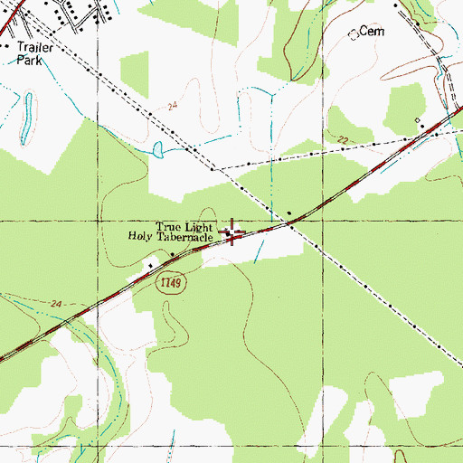 Topographic Map of True Light Holy Tabernacle, NC