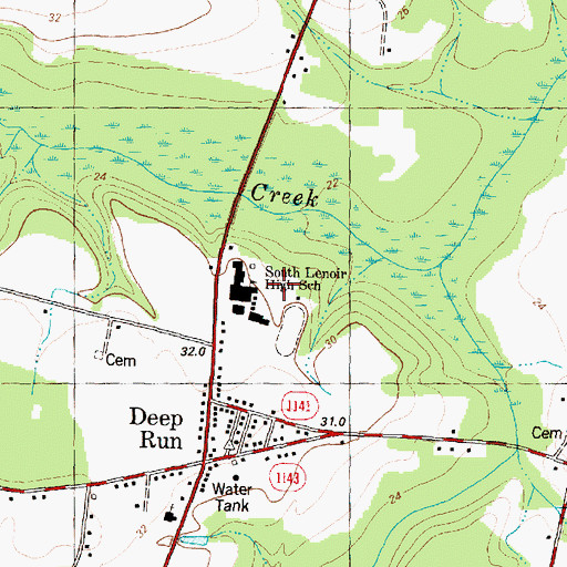 Topographic Map of South Lenoir High School, NC