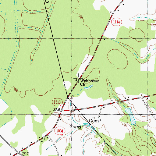 Topographic Map of Webbtown Church, NC