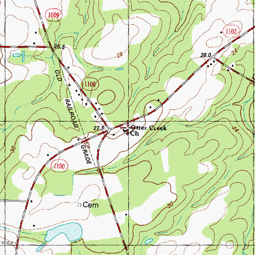 Topographic Map of Otter Creek Church, NC