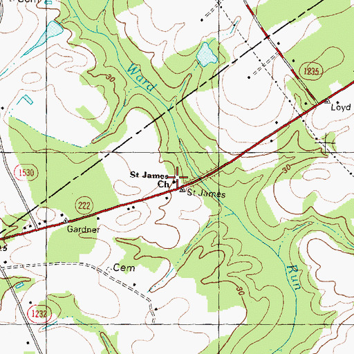 Topographic Map of Saint James Church, NC