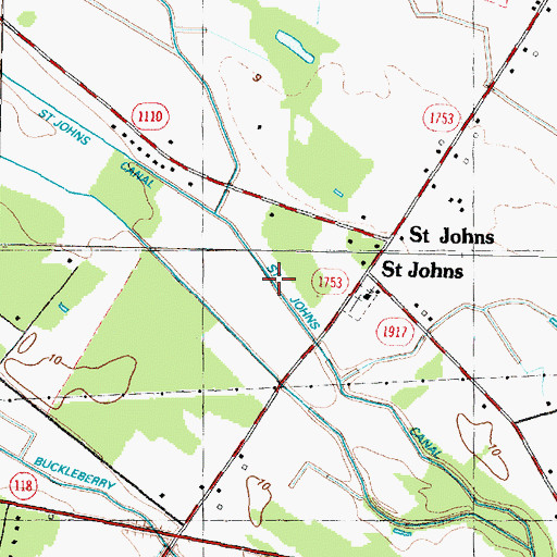 Topographic Map of Saint Johns Canal, NC