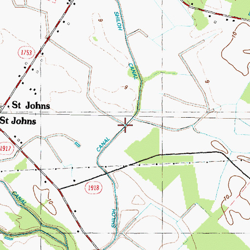 Topographic Map of Shiloh Canal, NC