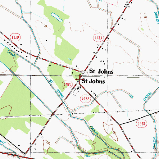 Topographic Map of Saint Johns, NC