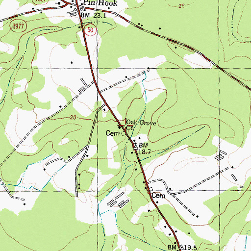 Topographic Map of Oak Grove Church, NC