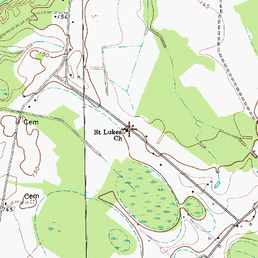Topographic Map of Saint Lukes Church, NC