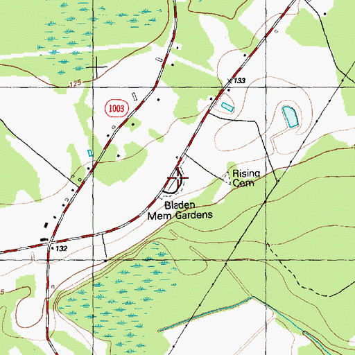 Topographic Map of Bladen Memorial Gardens, NC