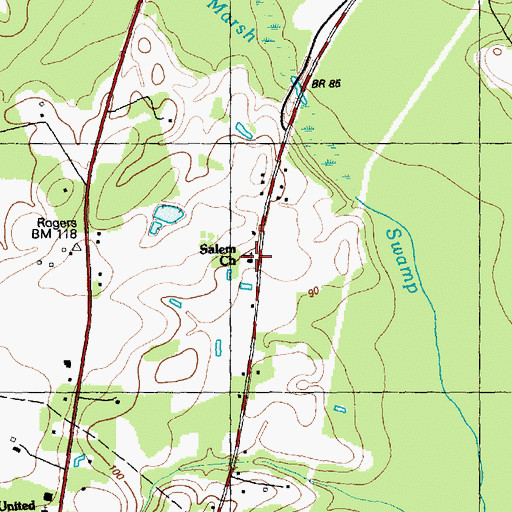Topographic Map of Salem Church, NC