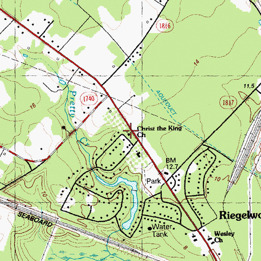 Topographic Map of Christ the King Church, NC