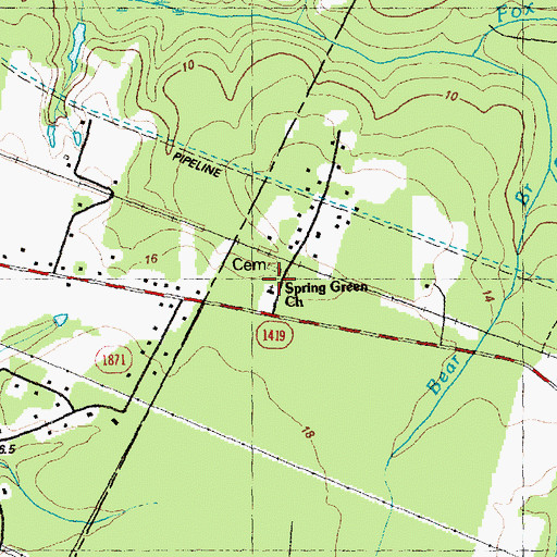 Topographic Map of Spring Green Church, NC