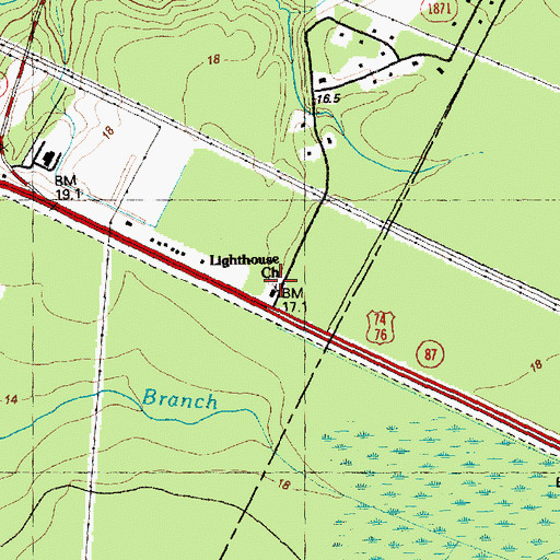 Topographic Map of Lighthouse Church, NC