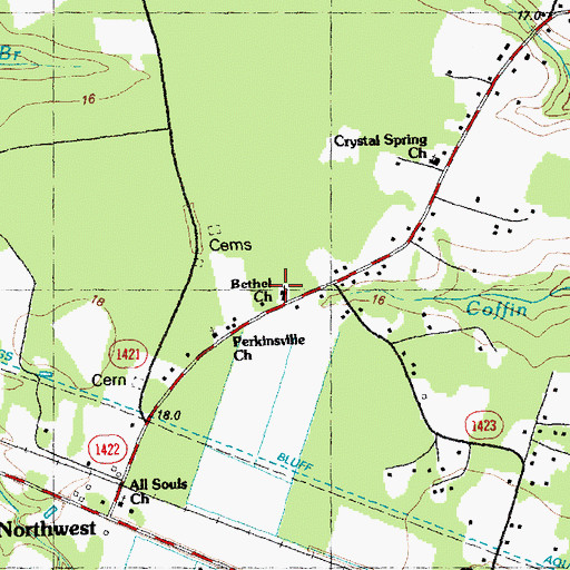 Topographic Map of Bethel Church, NC