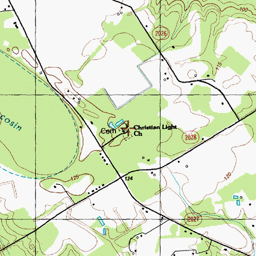Topographic Map of Christian Light Church, NC