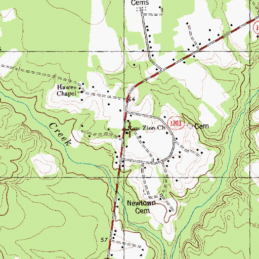 Topographic Map of New Zion Church, NC