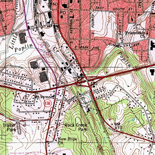 Topographic Map of Rock Creek, NC