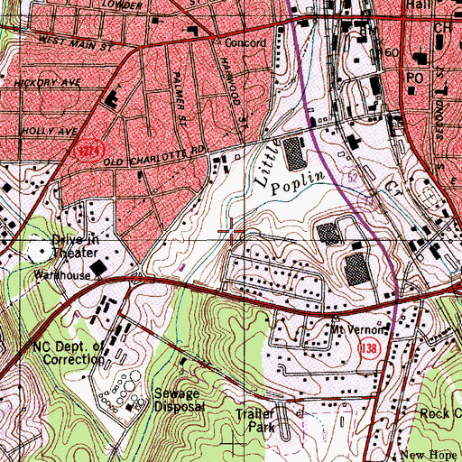 Topographic Map of Poplin Creek, NC