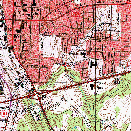 Topographic Map of Poplin Branch, NC
