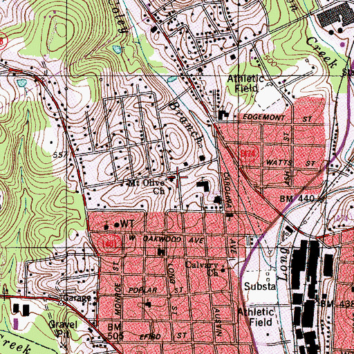 Topographic Map of Mount Olive Church, NC