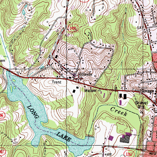 Topographic Map of Hillside Church, NC