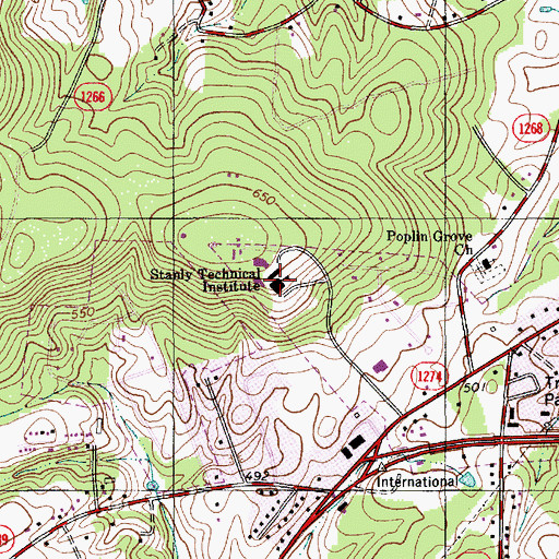 Topographic Map of Stanly Technical Institute, NC