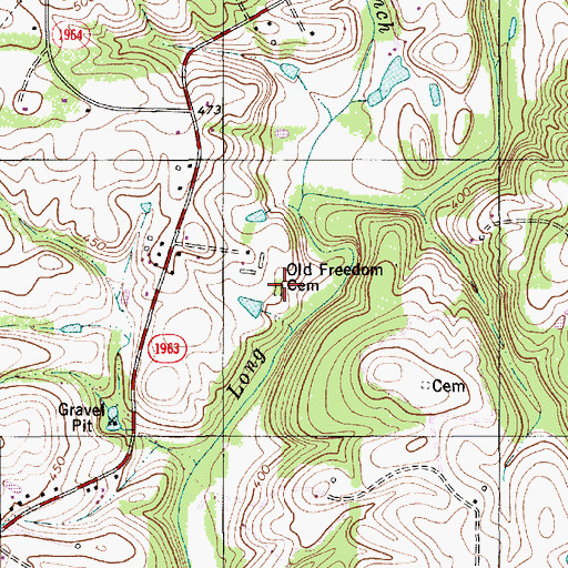 Topographic Map of Old Freedom Cemetery, NC