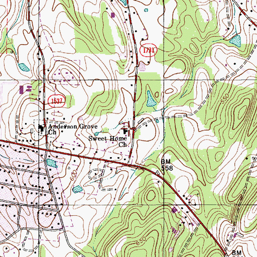 Topographic Map of Sweet Home Church, NC