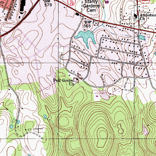 Topographic Map of Full Gospel Church, NC
