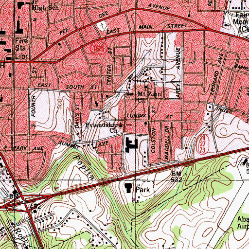 Topographic Map of Friendship Church, NC