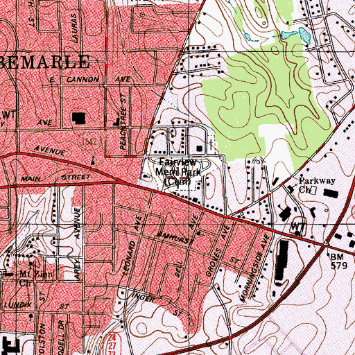 Topographic Map of Fairview Memorial Park Cemetery, NC