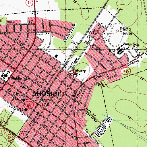 Topographic Map of Calvary Church, NC