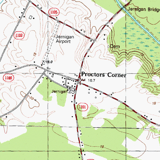Topographic Map of Proctors Corner, NC