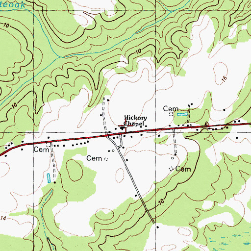 Topographic Map of Hickory Chapel, NC