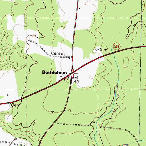 Topographic Map of Bethlehem, NC