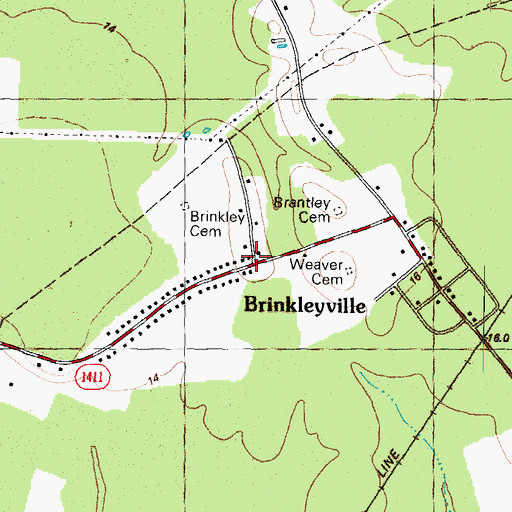 Topographic Map of Brinkleyville, NC