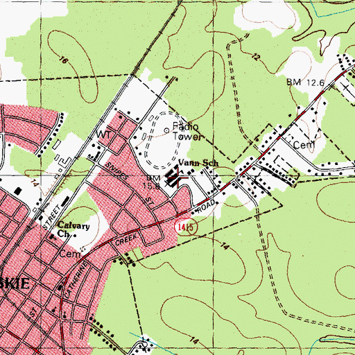 Topographic Map of Vann School, NC