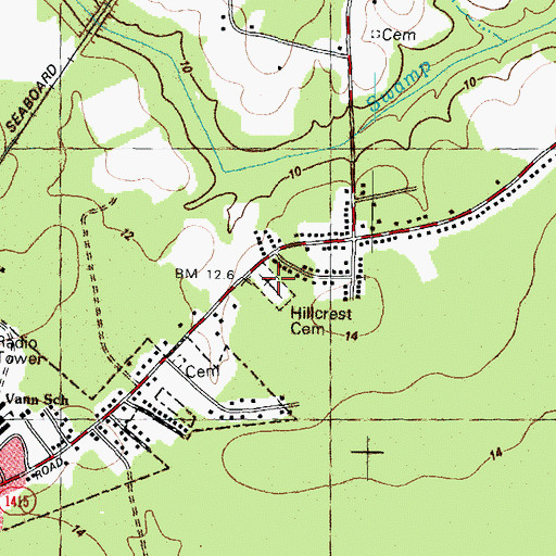 Topographic Map of Hillcrest Cemetery, NC