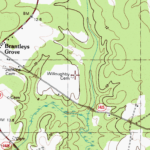 Topographic Map of Willoughby Cemetery, NC