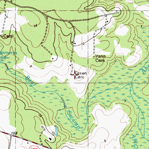 Topographic Map of Green Cemetery, NC