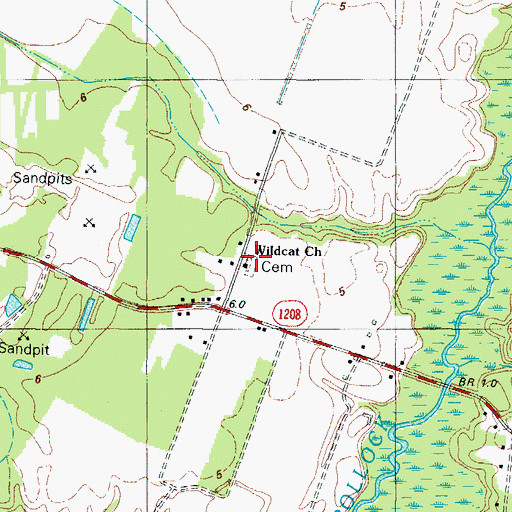 Topographic Map of Wildcat Church, NC