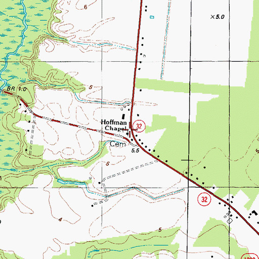 Topographic Map of Hoffman Chapel, NC