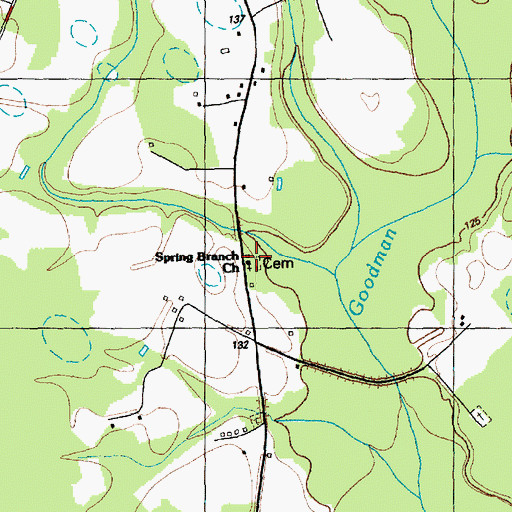 Topographic Map of Spring Branch Church, NC
