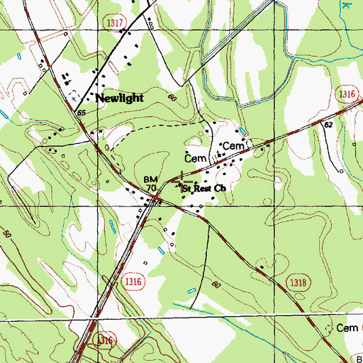 Topographic Map of Saint Rest Church, NC