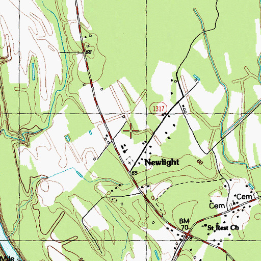 Topographic Map of Newlight, NC