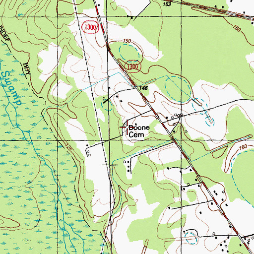 Topographic Map of Boone Cemetery, NC