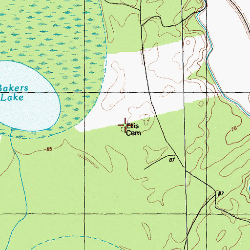 Topographic Map of Ellis Cemetery, NC