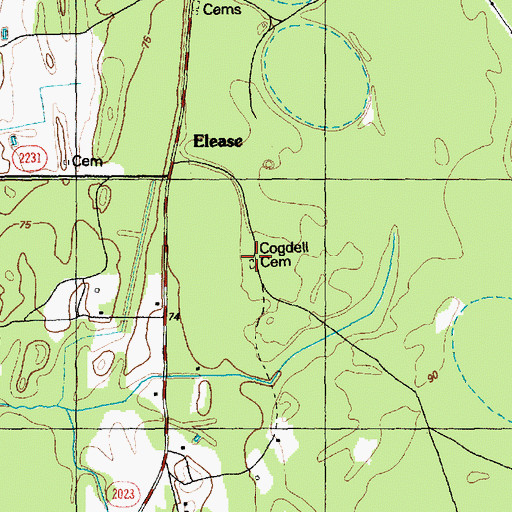 Topographic Map of Cogdell Cemetery, NC