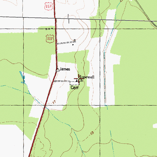 Topographic Map of Hopewell Church, NC