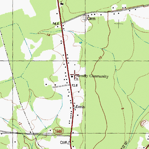 Topographic Map of Friendly Community Church, NC