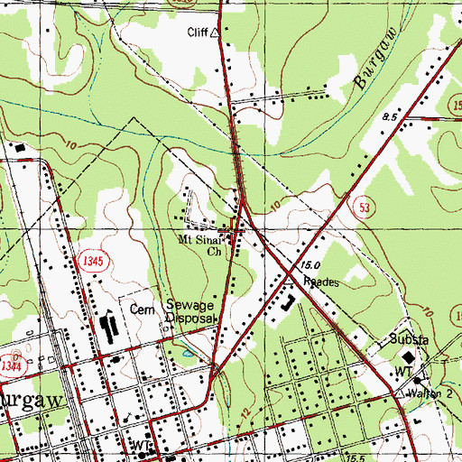 Topographic Map of Mount Sinai Church, NC