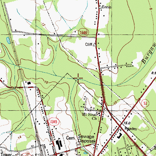 Topographic Map of Osgood Branch, NC